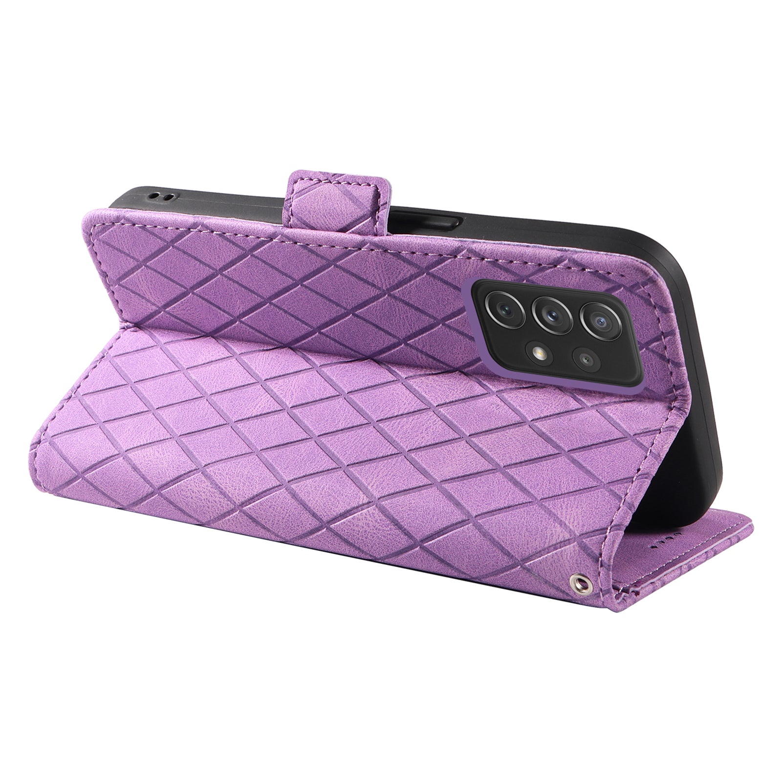 For Samsung Galaxy A72 4G / 5G Rhombus Imprinted Leather Wallet Stand Phone Cover Color Splicing Case For Samsung Galaxy A72 4G / 5G Rhombus Imprinted Leather Wallet Stand Phone Cover Color Splicing Case
